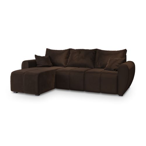Canapé D'angle Madison Marron En Peluche Avec Fonction De Couchage