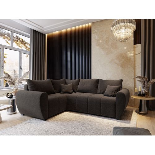 Canapé D'angle Madison Marron En Tissu Texturé Avec Fonction De Couchage