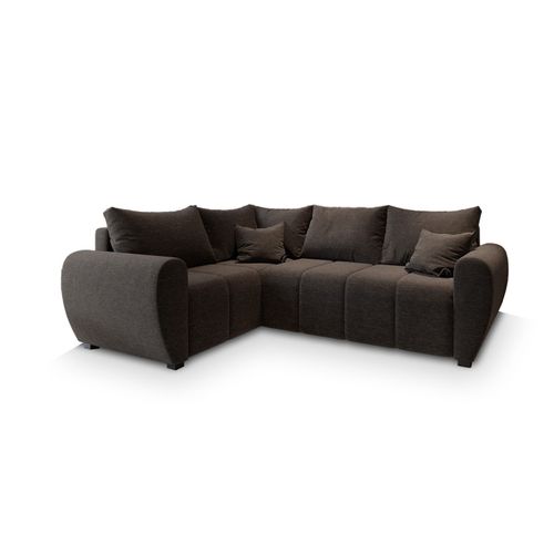 Canapé D'angle Madison Marron En Tissu Texturé Avec Fonction De Couchage