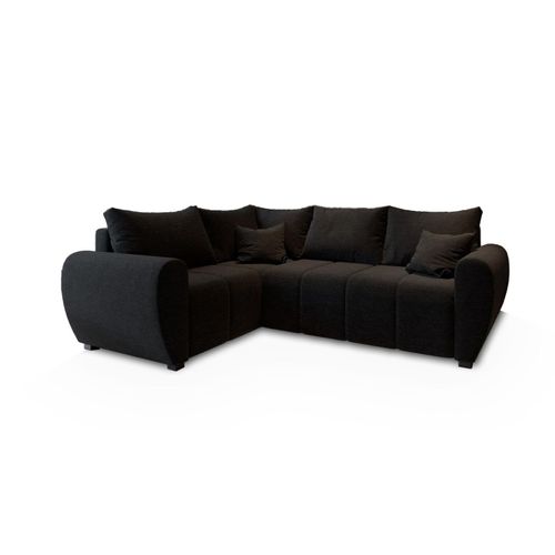 Canapé D'angle Madison Noir En Tissu Texturé Avec Fonction De Couchage