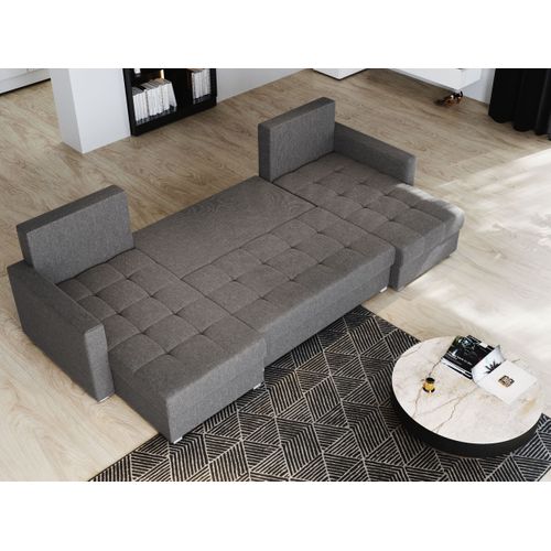 Canapé D'angle Nako Jaune En Peluche Avec Fonction De Couchage