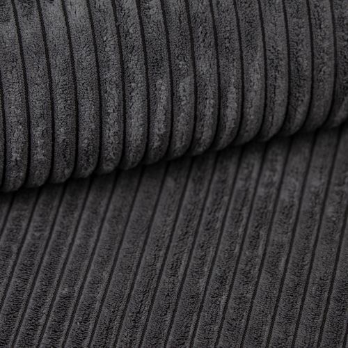 Canapé D'angle Potaro Gris En Velours Côtelé Avec Fonction De Couchage