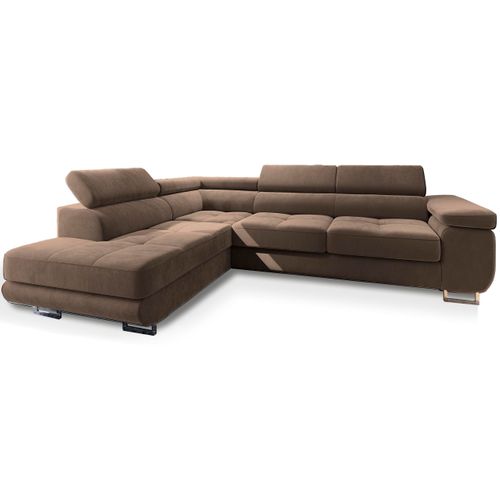 Canapé D'angle Selva Beige En Velours Avec Fonction De Couchage