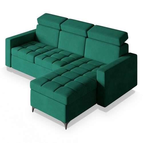 Canapé D'angle Kame Vert Sapin En Peluche Avec Fonction De Couchage