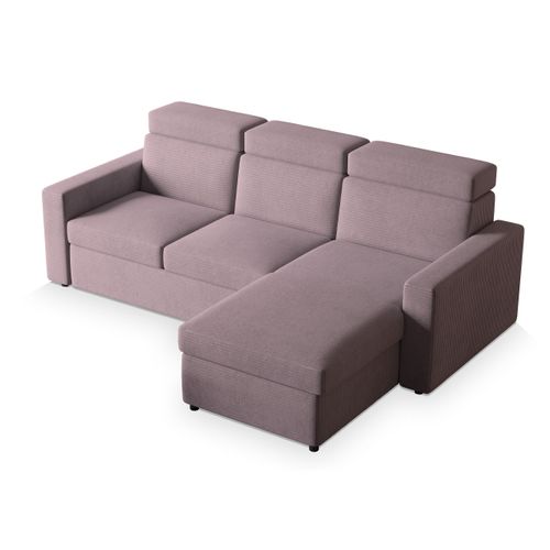 Canapé D'angle Padwa Violet En Velours Côtelé Avec Fonction De Couchage