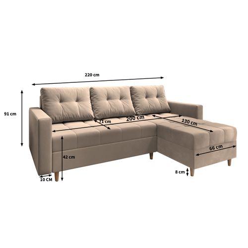 Canapé D'angle Milo Marron En Peluche Avec Fonction De Couchage