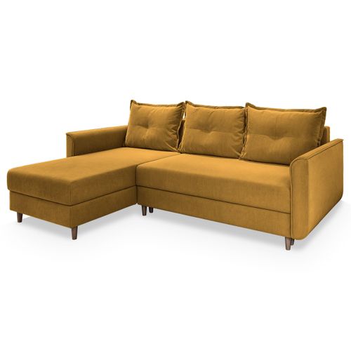 Canapé D'angle Pisan Jaune En Peluche Avec Fonction De Couchage