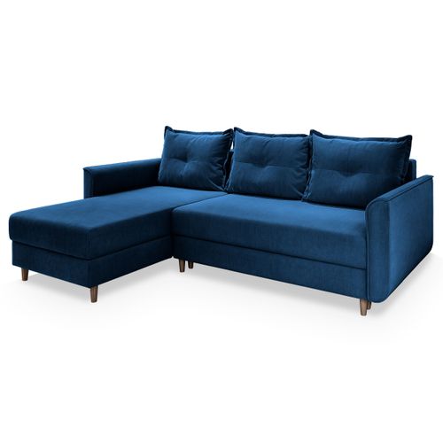 Canapé D'angle Pisan Bleu En Peluche Avec Fonction De Couchage