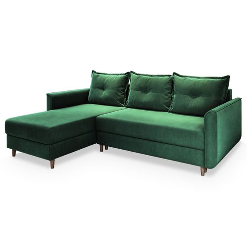 Canapé D'angle Pisan Vert Sapin En Peluche Avec Fonction De Couchage