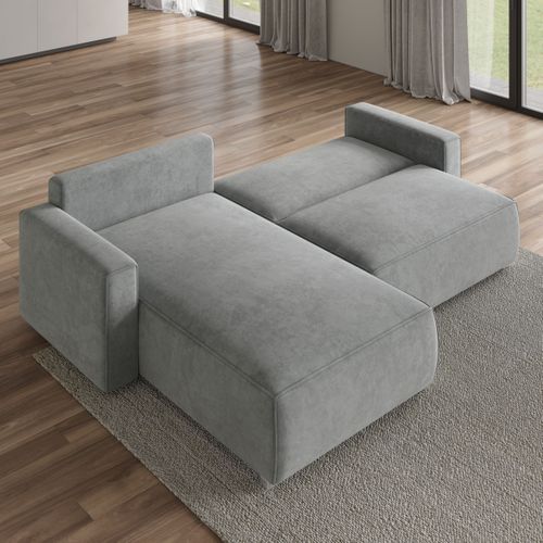 Canapé D'angle Foril Marron En Velours Avec Fonction De Couchage