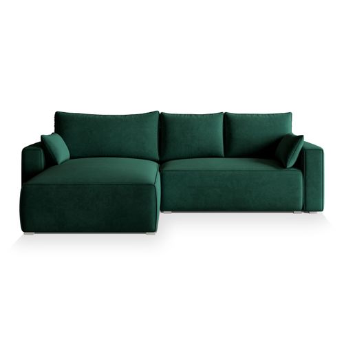 Canapé D'angle Foril Vert Sapin En Velours Avec Fonction De Couchage