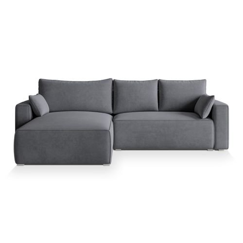 Canapé D'angle Foril Gris En Velours Avec Fonction De Couchage