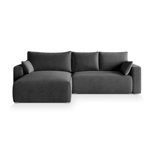 Canapé D'angle Foril Gris En Velours Côtelé Avec Fonction De Couchage