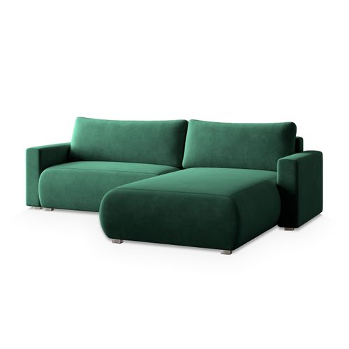 Canapé D'angle Turin Vert Sapin En Velours Avec Fonction De Couchage