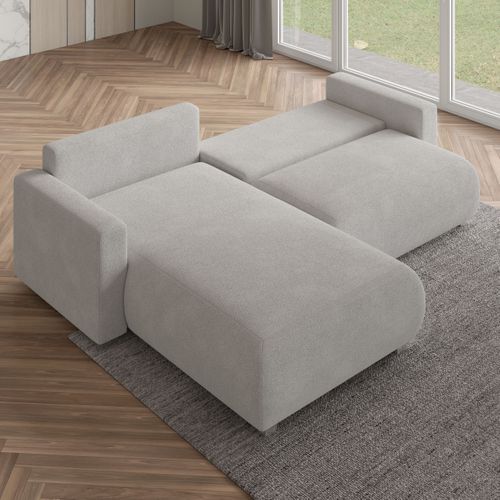 Canapé D'angle Turin Bleu En Bouclé Avec Fonction De Couchage