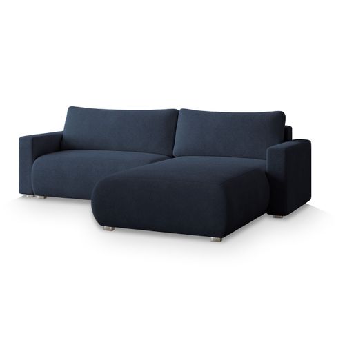 Canapé D'angle Turin Bleu En Bouclé Avec Fonction De Couchage