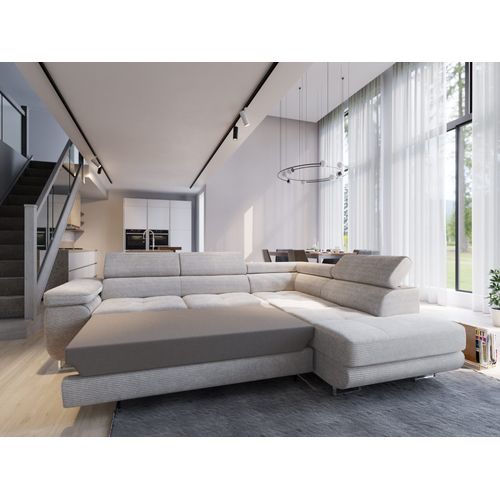 Canapé D'angle Apiro Jaune En Velours Côtelé Avec Fonction De Couchage