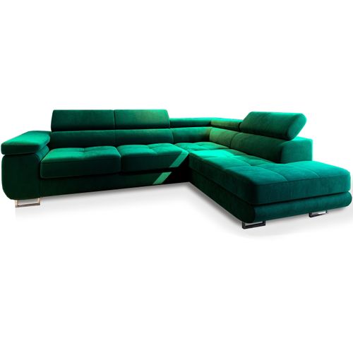 Canapé D'angle Selva Vert En Velours Avec Fonction De Couchage