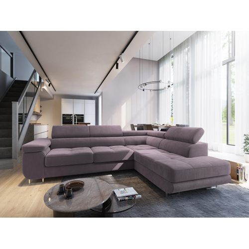 Canapé D'angle Selva Violet En Velours Avec Fonction De Couchage