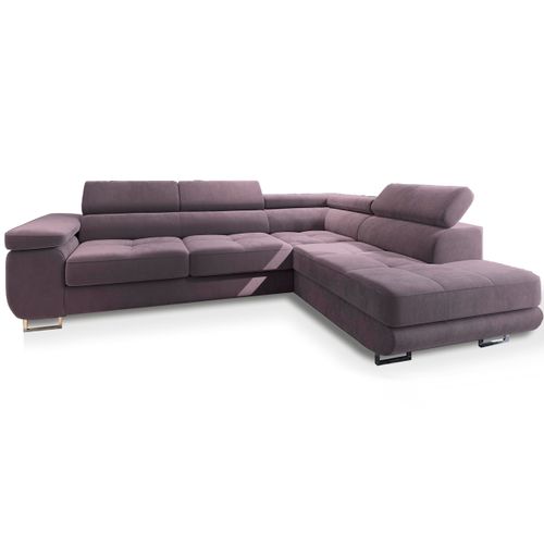 Canapé D'angle Selva Violet En Velours Avec Fonction De Couchage