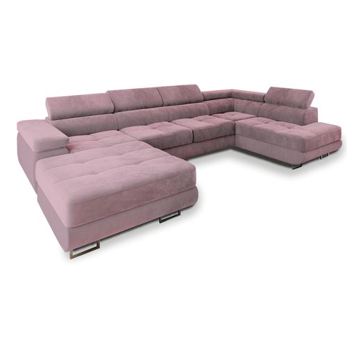 Canapé D'angle Casone Violet En Velours Avec Fonction De Couchage