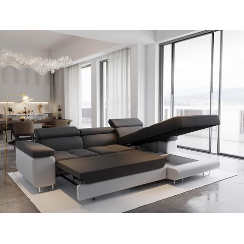 Canapé D'angle Elma Marron En Velours Avec Fonction De Couchage