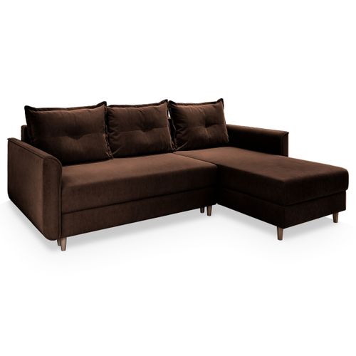 Canapé D'angle Pisan Marron En Peluche Avec Fonction De Couchage