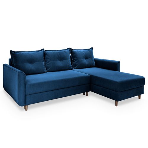 Canapé D'angle Pisan Bleu En Peluche Avec Fonction De Couchage