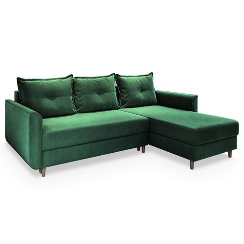 Canapé D'angle Pisan Vert Sapin En Peluche Avec Fonction De Couchage