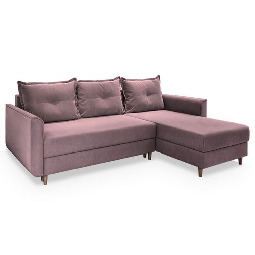 Canapé D'angle Pisan Rose En Peluche Avec Fonction De Couchage