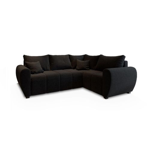 Canapé D'angle Madison Noir En Tissu Texturé Avec Fonction De Couchage