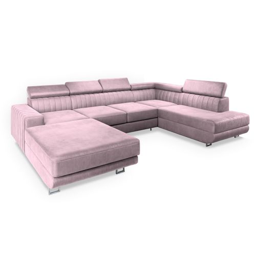 Canapé D'angle Siena Violet En Velours Avec Fonction De Couchage