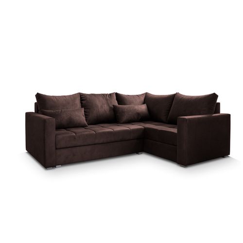 Canapé D'angle Lireno Marron En Peluche Avec Fonction De Couchage