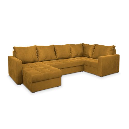 Canapé D'angle Lorivo Jaune En Peluche Avec Fonction De Couchage