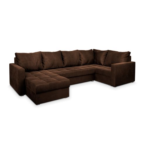 Canapé D'angle Lorivo Marron En Peluche Avec Fonction De Couchage