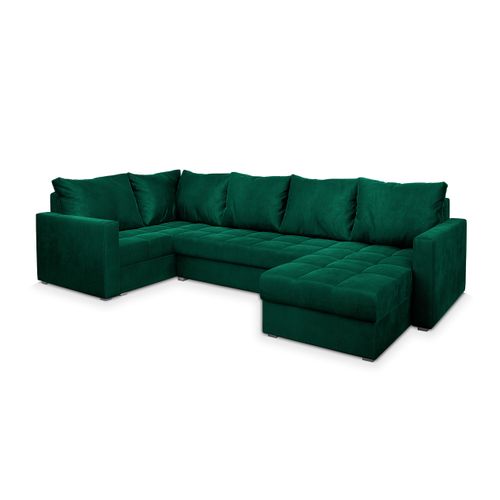 Canapé D'angle Lorivo Vert Sapin En Peluche Avec Fonction De Couchage