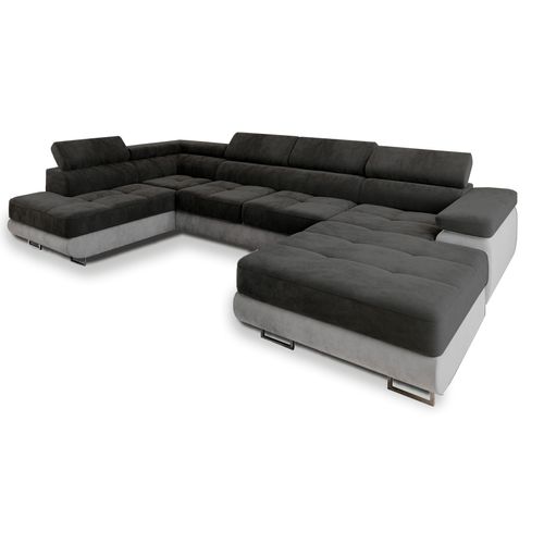 Canapé D'angle Casone Noir En Velours Avec Fonction De Couchage