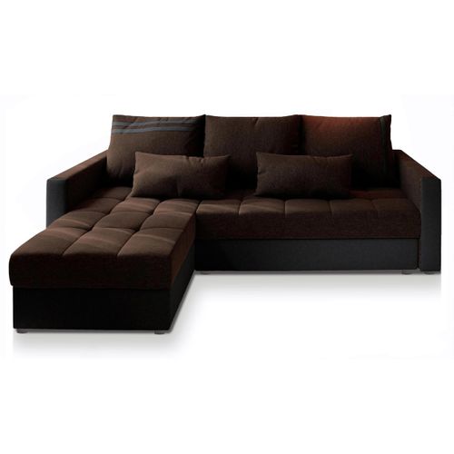 Canapé D'angle Kos Pik Marron En Tissu Texturé Avec Fonction De Couchage