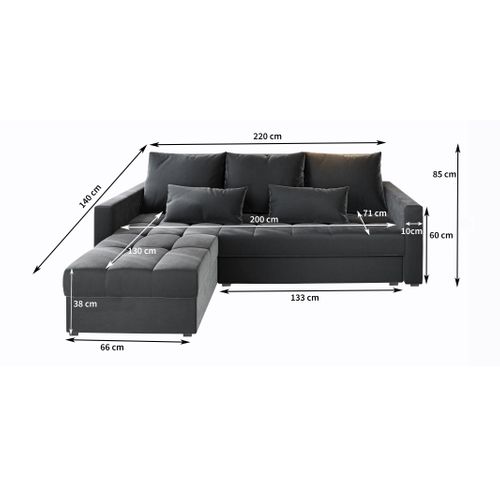 Canapé D'angle Kos Pik Marron En Tissu Texturé Avec Fonction De Couchage