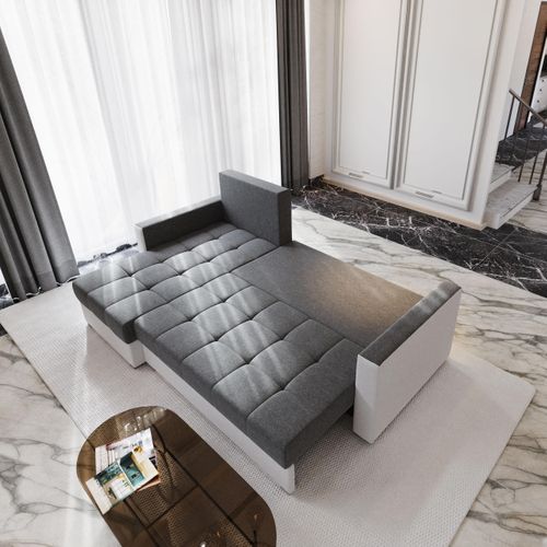 Canapé D'angle Kos Pik Marron En Tissu Texturé Avec Fonction De Couchage