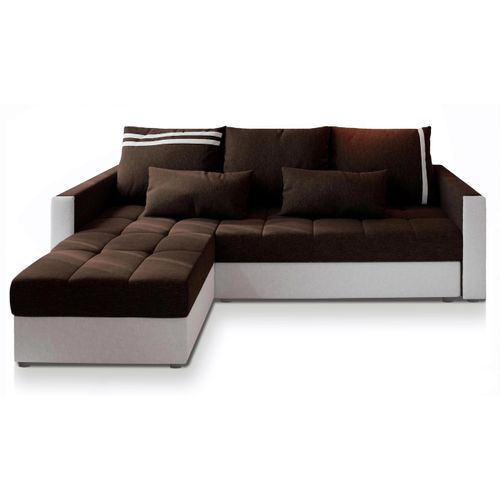 Canapé D'angle Kos Pik Marron En Tissu Texturé Avec Fonction De Couchage