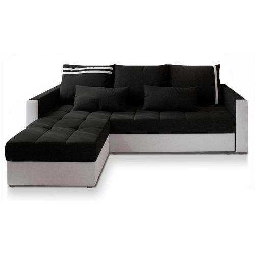 Canapé D'angle Kos Pik Noir En Tissu Texturé Avec Fonction De Couchage