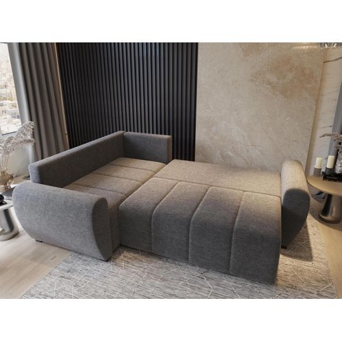 Canapé D'angle Madison Marron En Peluche Avec Fonction De Couchage