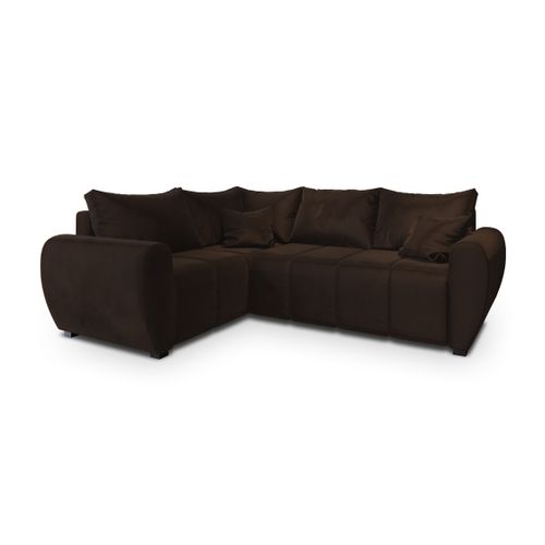 Canapé D'angle Madison Marron En Peluche Avec Fonction De Couchage