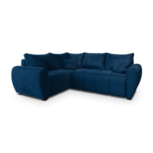 Canapé D'angle Madison Bleu En Peluche Avec Fonction De Couchage