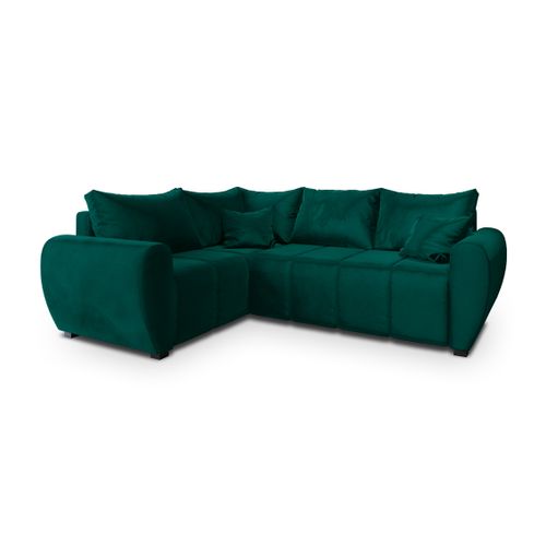 Canapé D'angle Madison Vert Sapin En Peluche Avec Fonction De Couchage