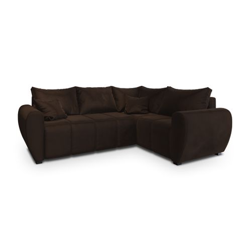 Canapé D'angle Madison Marron En Peluche Avec Fonction De Couchage