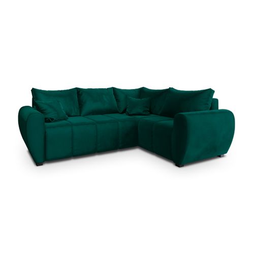Canapé D'angle Madison Vert Sapin En Peluche Avec Fonction De Couchage