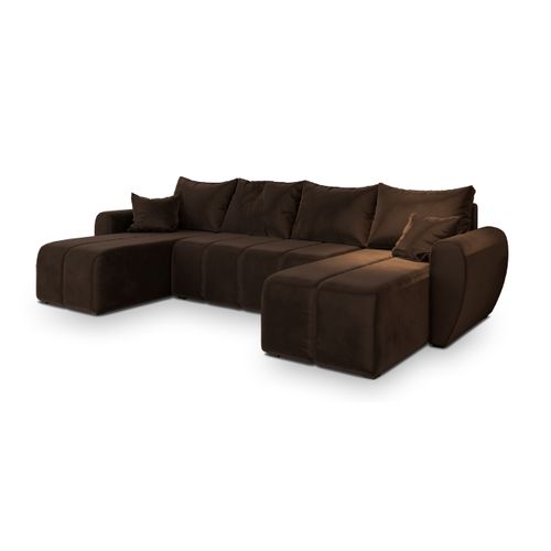 Canapé D'angle Madison Marron En Peluche Avec Fonction De Couchage