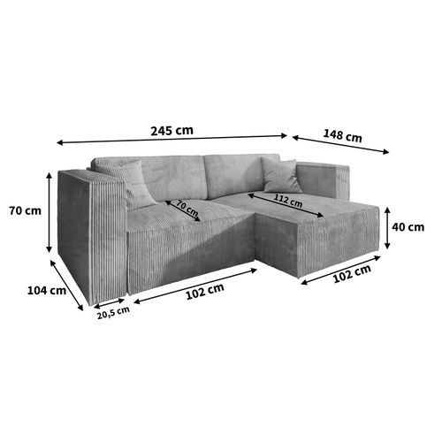 Canapé D'angle Nerio Noir En Velours Avec Fonction De Couchage